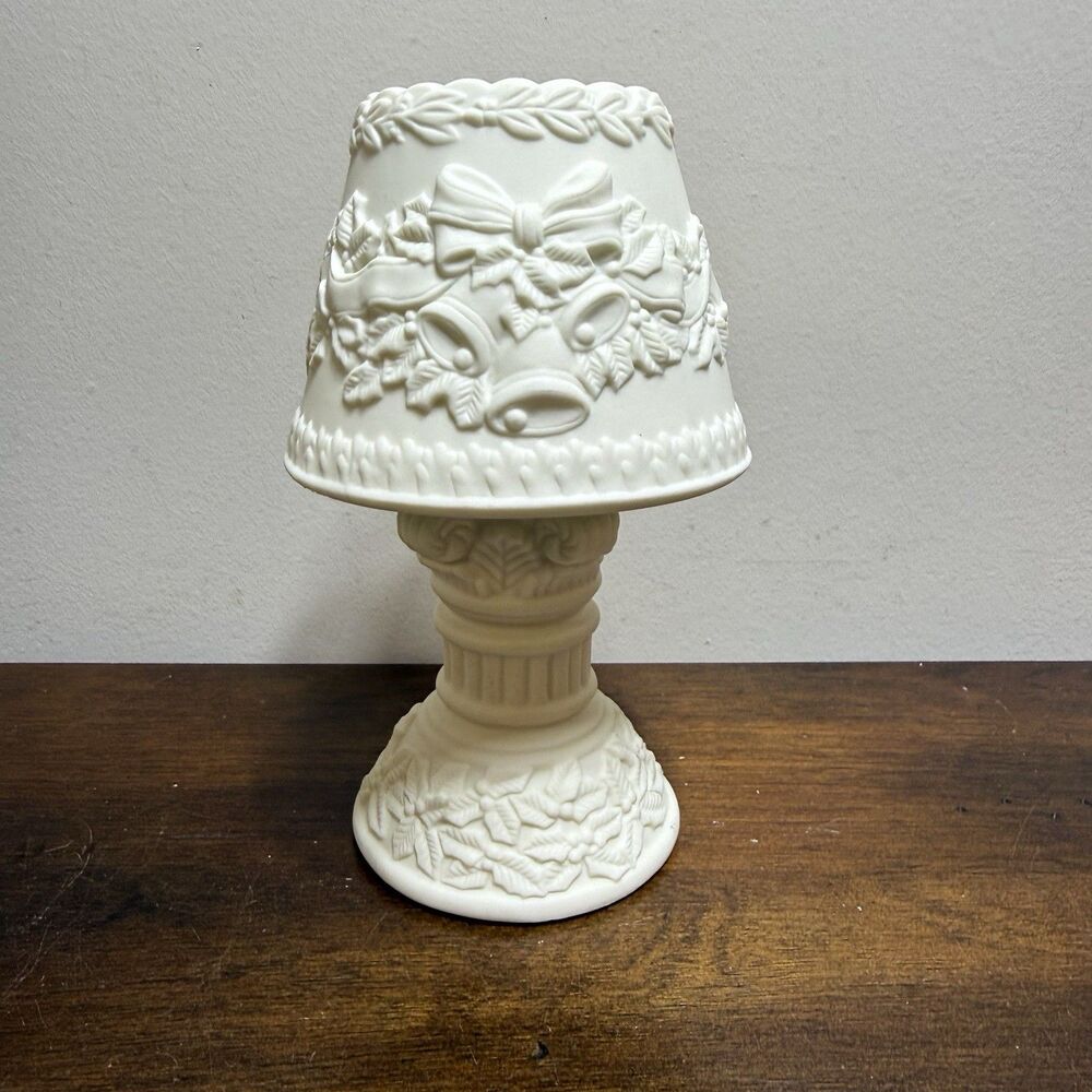 Fairy Lamp New Images Jade Porcelain Christmas Bow Poinsettia Holiday Votive 6.5 - Picture 2 of 8